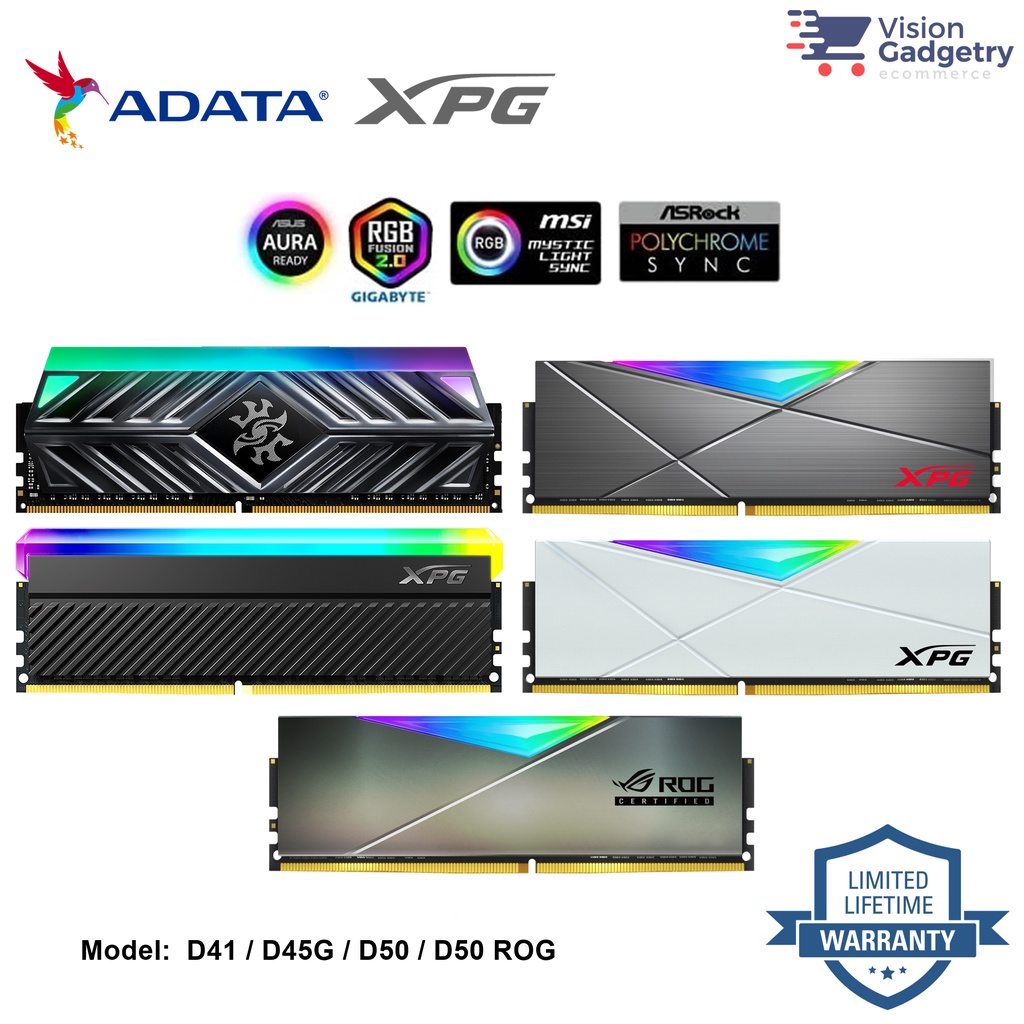Adata XPG SPECTRIX DDR4 หน่วยความจํา RAM เดสก์ท็อป D41 D45G D50 PC ROG ...