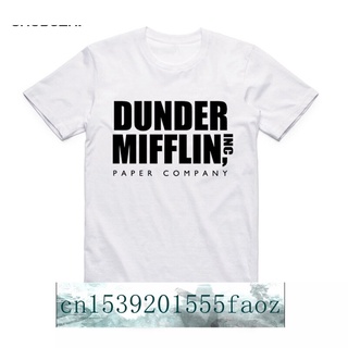 เสื้อยืดสีขาวพิมพ์ลาย The Office Tv Show Dunder Mifflin สีขาวสไตล์ฮาราจูกุ