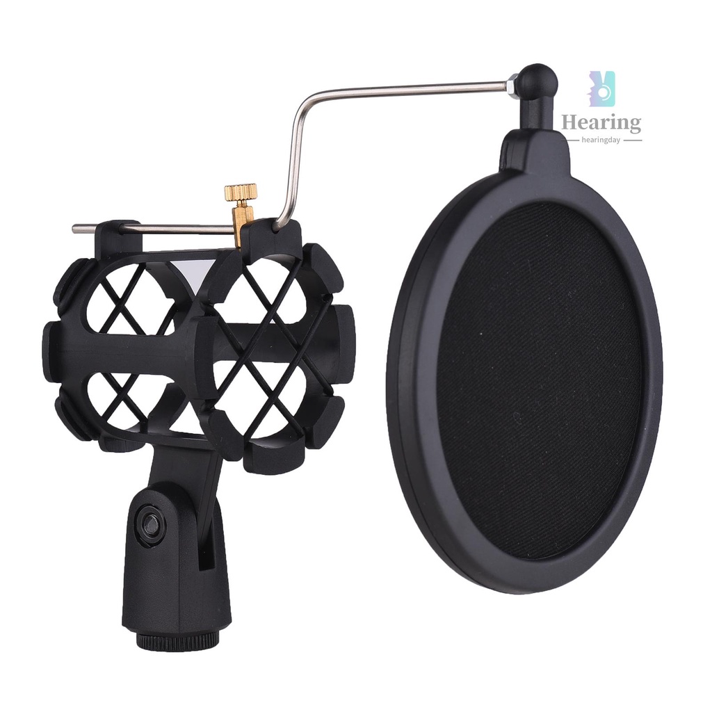 Plastic Microphone Shock Mount Antivibration Mic Holder Stand with Pop