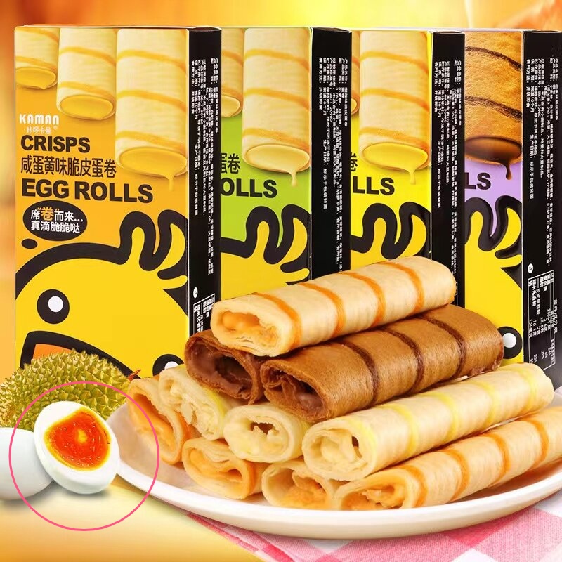 ขนมโรลกรอบ-crispy-roll-kaman-100-กรัม-เวเฟอร์-ขนมเครป-กรอบ-สอดไส้