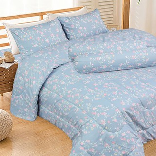 KASSA HOME ผ้าปูที่นอน รุ่น MC10-255T ขนาด 5 ฟุต (ชุด 5 ชิ้น) สีเทา ชุดเครื่องนอน