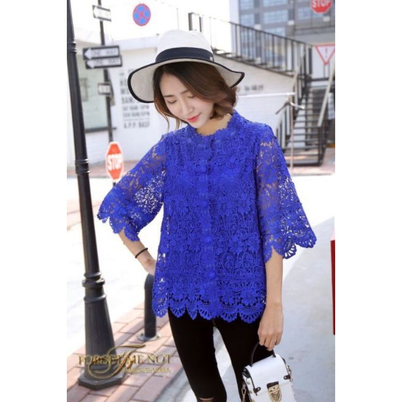 เสื้อลูกไม้กระดุมหน้างานสวยมากมี12สีใส่แมทกับอะไรก็สวย