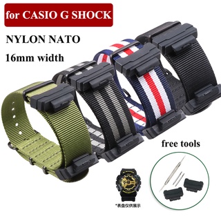 Nato สายนาฬิกาข้อมือไนล่อน พร้อมอะแดปเตอร์เรซิ่น 16 มม. สําหรับ G SHOCK GA100 GA200 GLX5600 G5600e DW5600 5610 DW6900 G8900 GLS100