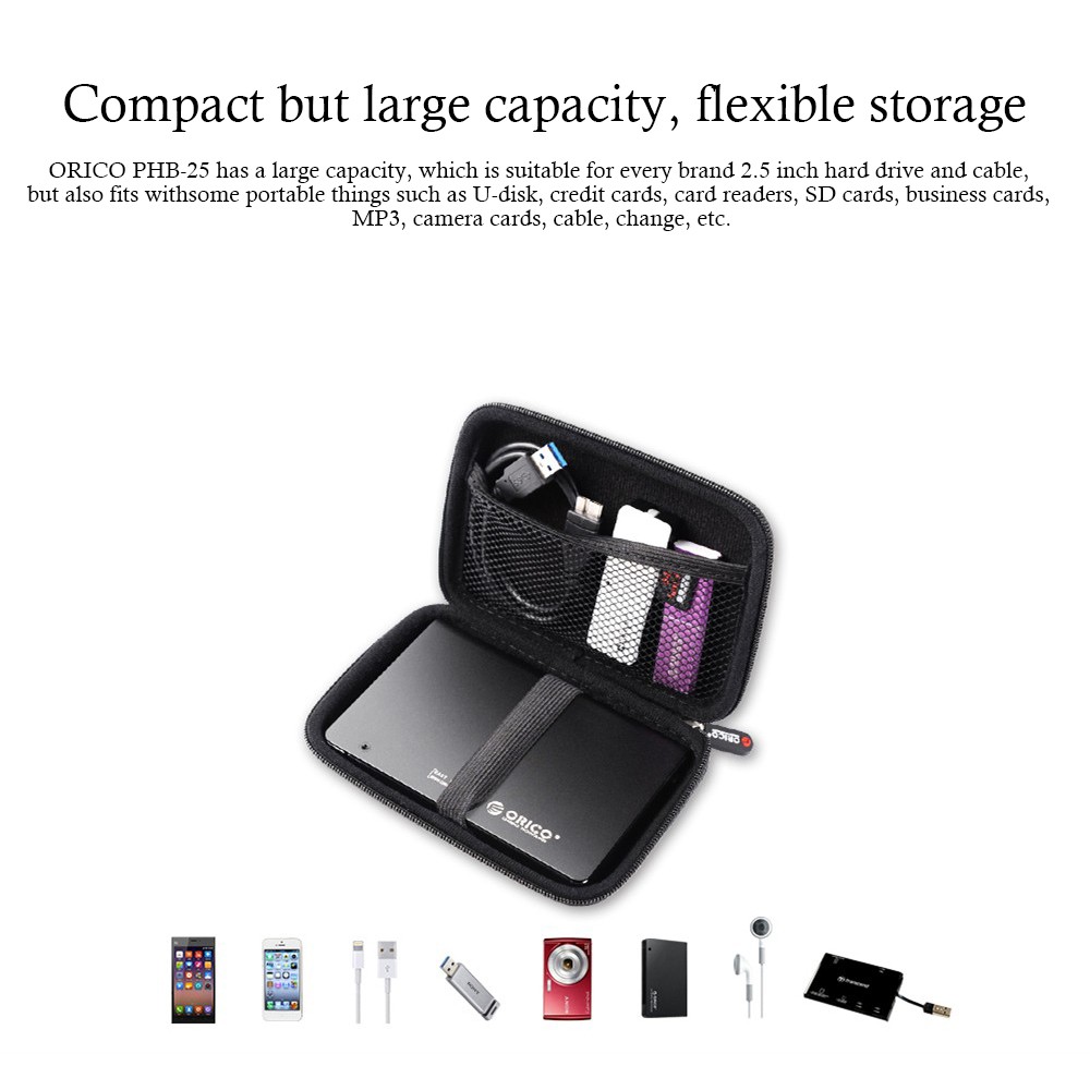 ภาพสินค้าORICO PHB-25 กระเป๋าป้องกัน ขนาด 2.5 นิ้ว สำหรับ External Portable HDD สีน้ำเงิน/สีดำ/สีชมพู จากร้าน orico.th บน Shopee ภาพที่ 1