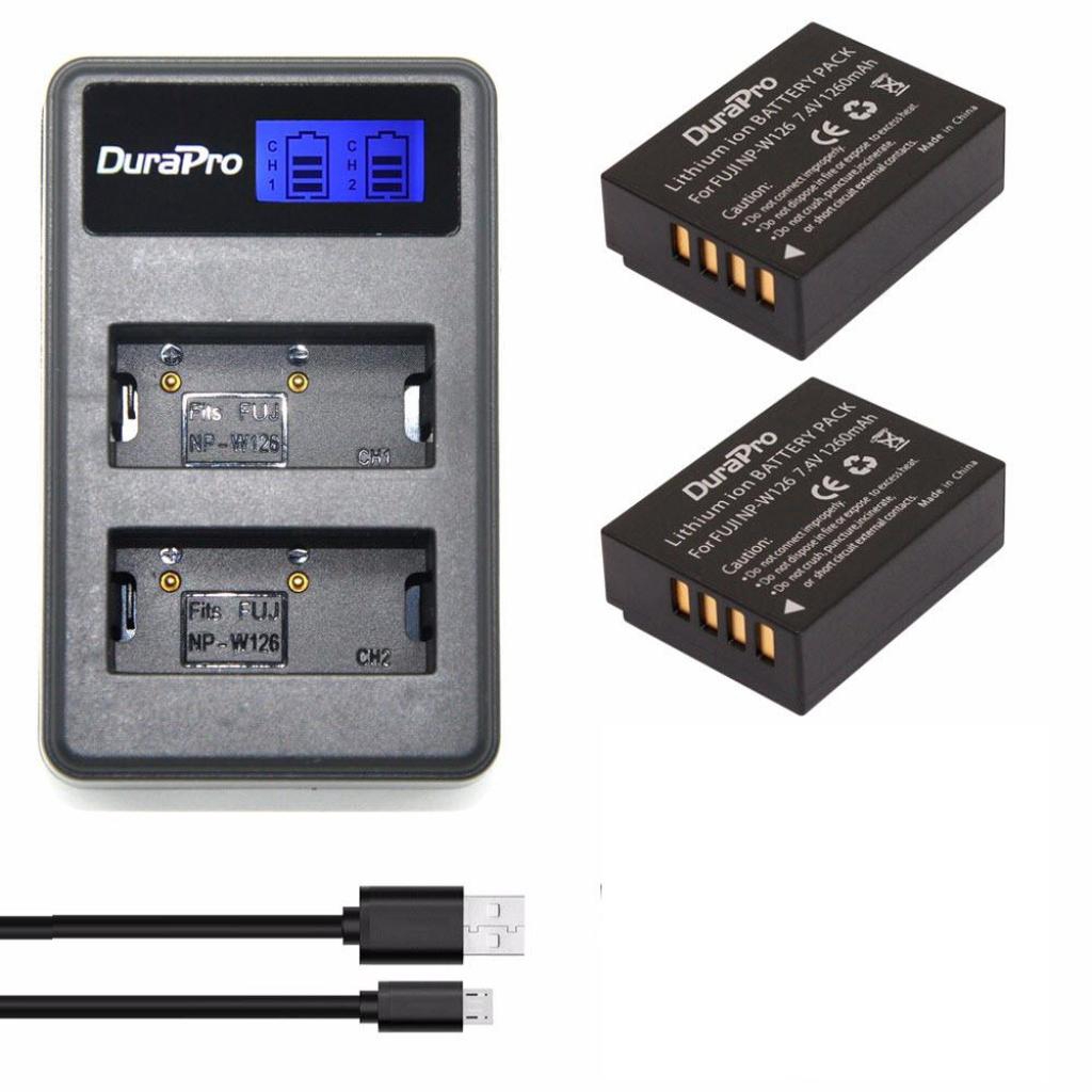 PATONA Platinum NP-W126s Batería 2X - Con Cargador Doble LCD (USB-c/MicroUSB) Fuji X100VI X-M5 X