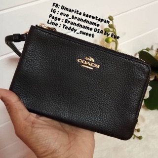 Coach wallet 2 ซิป (Size S ) คล้องแขน สีดำ ใช้ได้ทุกงาน รุ่นใหม่ พร้อมส่งค่ะ