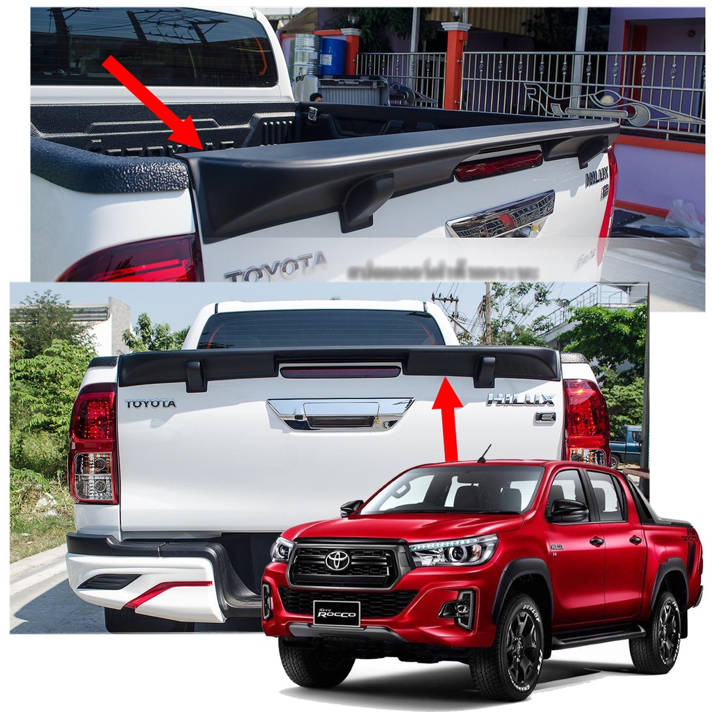 สปอร์ยเลอร์-ฝาท้ายกระบะ-โตโยต้า-ไฮลัค-รีโว้-ล็อคโค-สี-ดำด้าน-hilux-revo-rocco-toyota-2-4-ประตู-ปี2018-2019