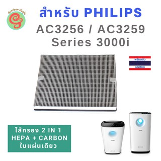 ภาพหน้าปกสินค้าแผ่นกรอง เครื่องฟอกอากาศ Philips Series 3000i รุ่น AC3256 AC3259 แบบ 2 in 1 ใช้ทดแทนไส้กรองรุ่น FY3432 และ FY3433 ได้ ที่เกี่ยวข้อง