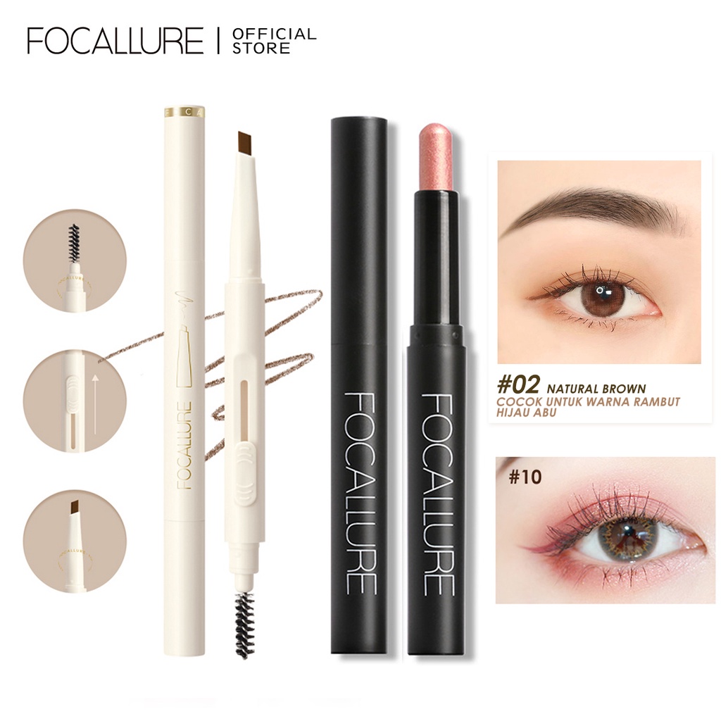 Focallure Eye Shadow Stick Waterproof & ดินสอเขียนคิ้ว 2 ชิ้น [ชุด