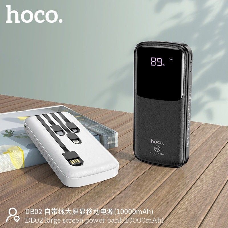 Hoco DB02 powerbank 10000Mah มาพร้อมสาย 4 เส้นในตัว พร้อมส่ง 2 สี ใช้ ...