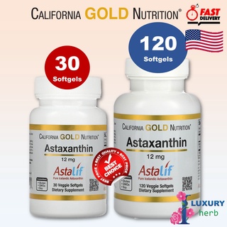 ภาพขนาดย่อของภาพหน้าปกสินค้าCalifornia Gold Nutrition Astaxanthin 12 mg pure icelandic Astraxanthin 30/120 softgels จากร้าน iluxuryherb บน Shopee