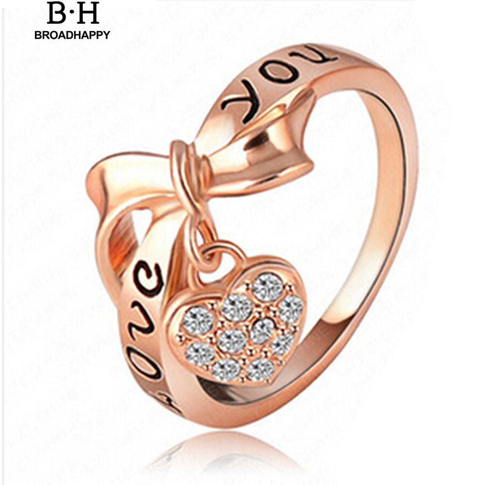 broadhappy-เลดี้แฟชั่นจดหมายรักโบว์โบว์แหวนกุหลาบชุบทอง-rhinestone-แหวนเกลี้ยง