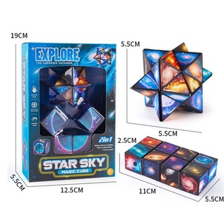 Star Cube Set,2 in 1 Magic Star Cube, 3D Puzzle Cube,Speed Cube,Transforming Cubes Magic Puzzle Cubes for Kids