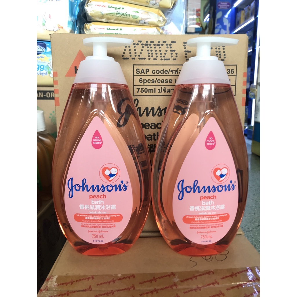 johnsons-peach-bath-750-ml-มีส่วนผสมของมอยส์เจอร์ไรเซอร์เข้มข้น