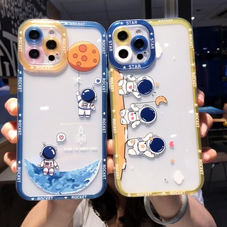 เคสโทรศัพท์มือถือแบบนิ่ม ใส ลายนักบินอวกาศน่ารัก สําหรับ Samsung A52 A02S a03s A02 M02 A10S A22 M22 A52S A72 A32 A31 A50S A50 A30S A20 A30 A71 A51 A11 M11 A12 M12 A10 M10 M52 A20S A33 A13 5G