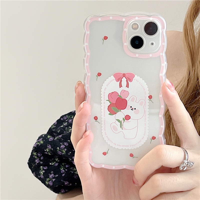 เคสโทรศัพท์มือถือ-ลายกระต่าย-ดอกไม้-สําหรับ-for-iphone-13promax-12-xs-xr-6plus-14