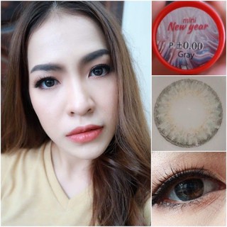 mini New Year Gray (1)(2) มินิ คอนแทคเลนส์ สีเทา Pitchy lens ฝาแดง สายตาปกติ บิ๊กอาย Bigeye Contact Lens Tiktok ลายฮิต