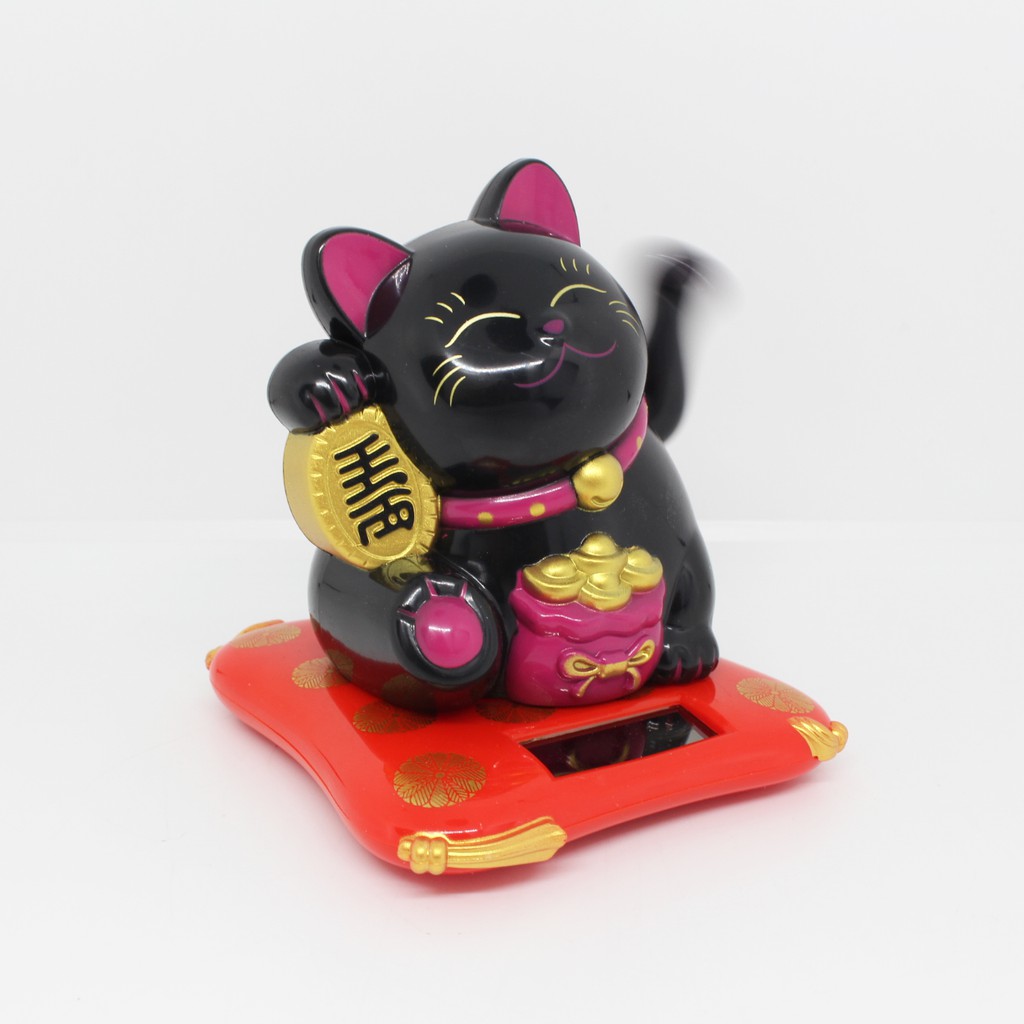 มีของ-ตุ๊กตาแมวกวัก-แมวกวักสีดำ-แบบตั้งโต๊ะ-แมวกวัก-นำโชค-ญี่ปุ่น