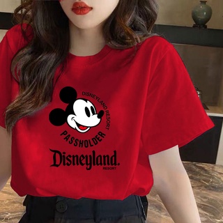 เสื้อยืด CX plus size t shirt  Round neck Disney Mickey and Minnie Mouse pattern Printed t-shirt Darkness