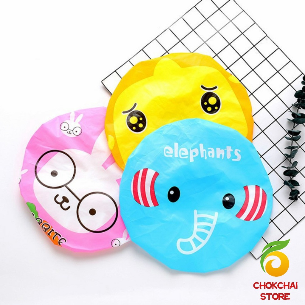 chokchaistore-หมวกคลุมผมอาบน้ำ-กันน้ำ-ลายการ์ตูนน่ารัก-shower-cap-kids