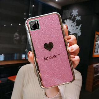 เรียวมี C11 เคสโทรศัพท์ Realme C11 Fashion Couple Bling Gold Glitter Be Loved Silicone Phone Case RealmeC11