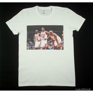 คอลูกเรือSPORTS STARMichael Jordan Scottie Pippen Dennis Rodman White Mens T-Shirt  bulls nba 61RVall size