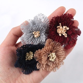 หัวดอกไม้ลูกไม้ประดิษฐ์ ตกแต่งมือ สําหรับตกแต่งเสื้อผ้า DIY