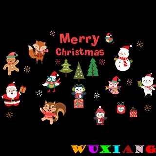 【wuxiang】สติกเกอร์ติดผนังตกแต่งบ้าน ลายคริสต์มาส