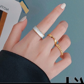 ชุดแหวนอะคริลิค อัลลอย แบบเปิด สไตล์เกาหลี เครื่องประดับแฟชั่น สําหรับผู้หญิง 3 ชิ้น ต่อชุด