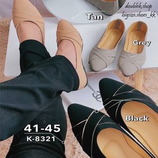 169.-...พร้อมส่ง..ไซส์ใหญ่ 41-45 คัทชูหัวแหลม ส้นแบน หน้าไขว้