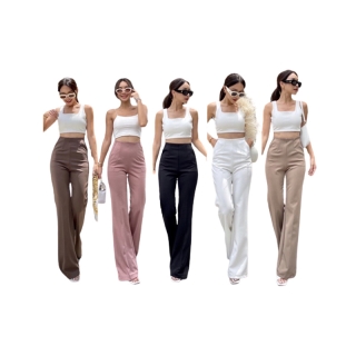 โปรโมชั่น : ใส่โค้ด WTHFJY ลดเพิ่ม 15% สูงสุด 30.-••P002 กางเกงขาม้า กางเกงขายาวผู้หญิง กางเกงขายาวเอวสูง รุ่นไร้ขอบซิบข้าง