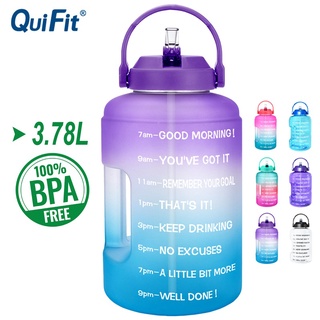 สินค้า Quifit ขวดน้ําแกลลอน ปากกว้าง 3.78 ลิตร พร้อมหลอดดูด ไร้ BPA สําหรับออกกําลังกาย เล่นกีฬา