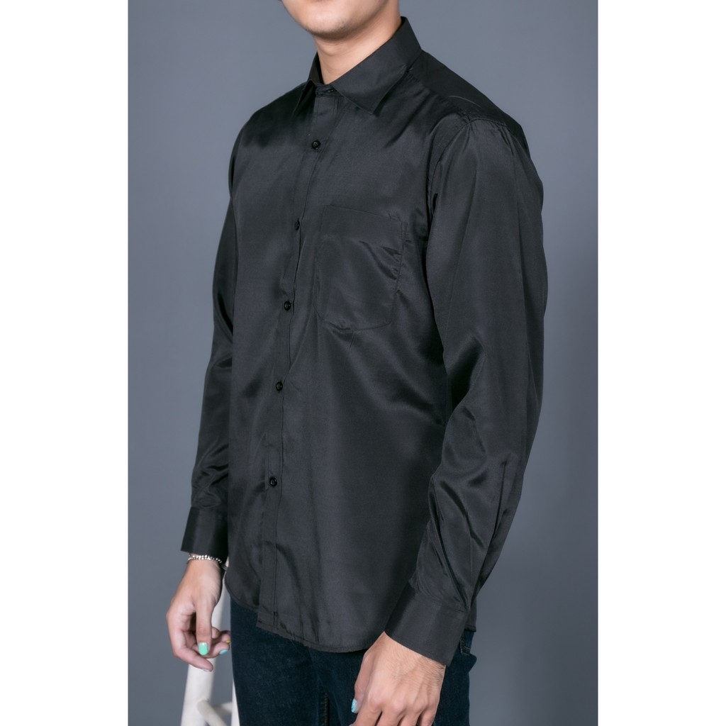 เสื้อเชิ้ตชายแขนยาวทางการ-งานดีมาก-ขาว-ดำ