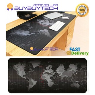buybuytech 👌🏻แผ่นรองเมาส์เกมมิ่ง ลายแผนที่โลก🌍กว้างพิเศษ หนาพิเศษ | Mousepad World Map | black