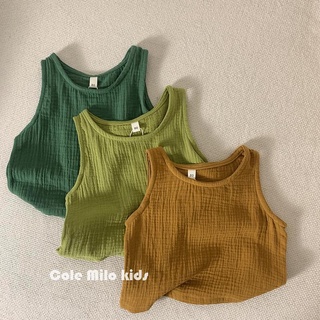 [Babycat] พร้อมส่ง ขายดี เสื้อยืดแขนกุด ผ้าฝ้าย สไตล์เกาหลี ญี่ปุ่น แฟชั่นฤดูร้อน สําหรับเด็กผู้ชาย ผู้หญิง