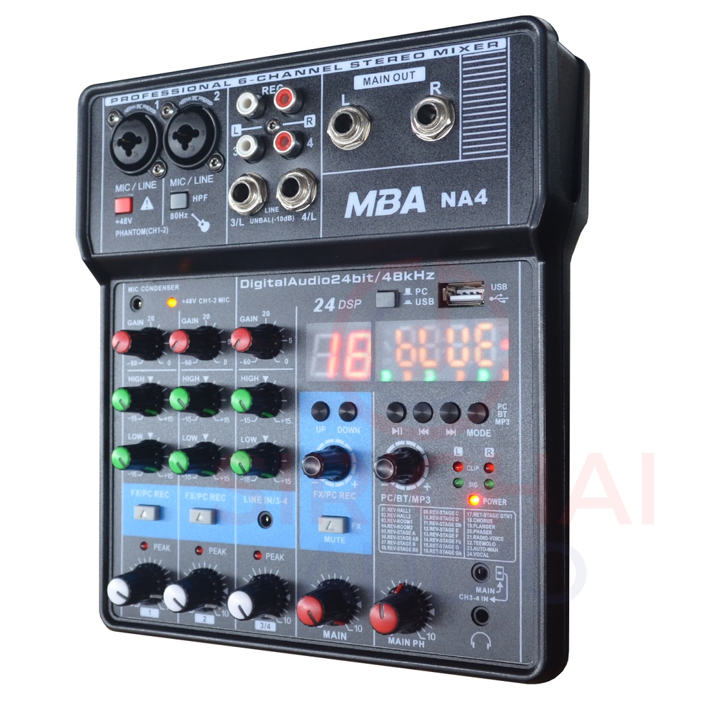 MIXER MBA รุ่น NA4 (มิกเซอร์4ช่อง USB&Bluetooth,Effectแท้) | Shopee ...