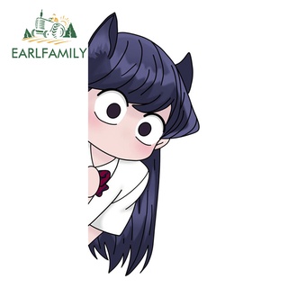 Earlfamily สติกเกอร์ ลายการ์ตูนอนิเมะ Komi San Peeker กันน้ํา 13 ซม. สําหรับติดตกแต่งรถยนต์ เซิร์ฟบอร์ด