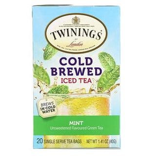 SALES l ชา ทไวนิงส์ Twinings, Mint, Cold Brewed Iced Tea, 20 ซอง