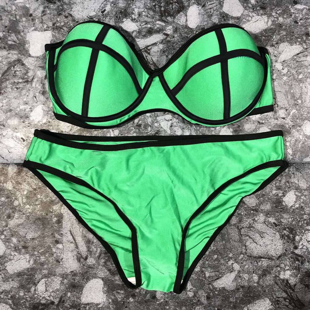ชุดว่ายน้ำ-บิกินี่-สำหรับผู้หญิง-สีเขียวมรกต