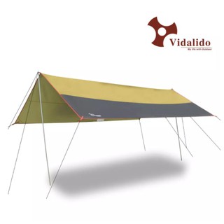 ฟลายชีท Tarp Vidalido ทรงสีเหลี่ยมผืนผ้าขนาด 3*4 เมตร เสา2ต้น+ถุง+สมอบก+เชือก