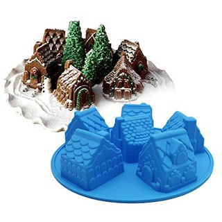 แม่พิมพ์ซิลิโคน รูปบ้านขนม ทรงสูง ขนาดใหญ่ (คละสี) 3D Mini House silicone mold