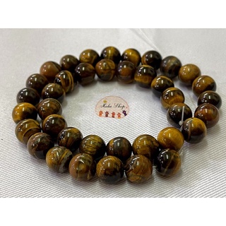 หินตาเสือ คตไม้สัก 10มิล 38เม็ด/เส้น ไทเกอร์อายส์ Tiger Eye By Maleeshop