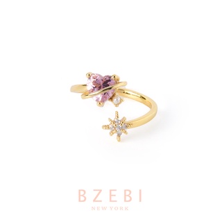 BZEBI แหวน หัวใจ ทอง 18K แฟชั่น ผู้หญิง เพชร ทองแท้ ทองชุบ สไตล์เกาหลี เครื่องประดับพรีเมี่ยม คุณภาพสูง พร้อมกล่อง สําหรับผู้หญิง 1063r