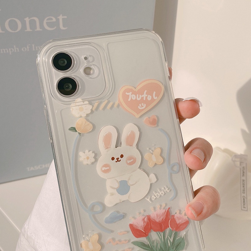 ภาพหน้าปกสินค้าเคสมือถือ ลายการ์ตูนกระต่าย สำหรับ iPhone 11 Pro Max X Xr Xs Max 7 8 Plus Se 2020 12 pro max 12 mini 13 pro max 13 mini จากร้าน cmyhello2.th บน Shopee