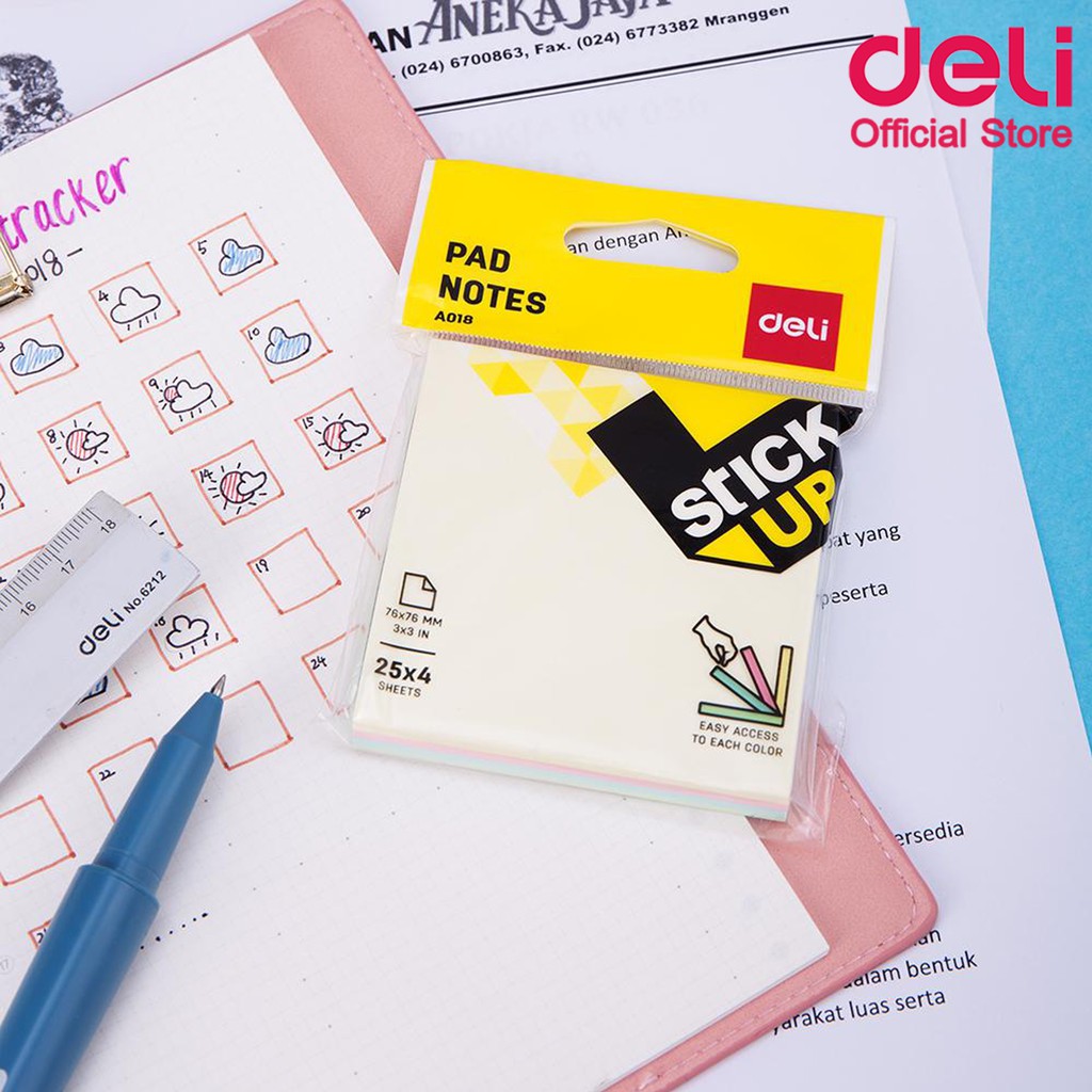 deli-a01802-sticky-notes-กระดาษโน๊ตกาว-แพ็ค-1-ชิ้น-กระดาษโน๊ต-อุปกรณ์สำนักงาน-เครื่องเขียน-อุปกรณ์การเรียน-กระดาษกาว