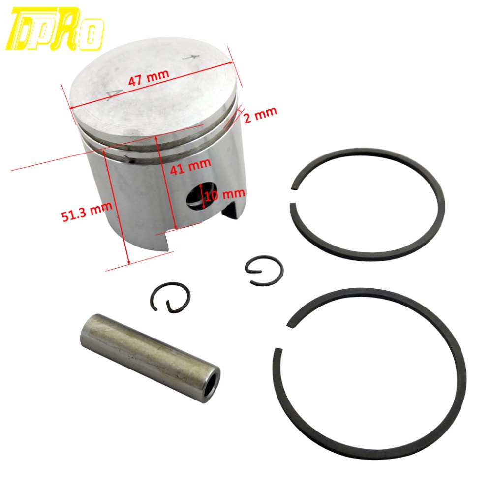 TDPRO 47MM Piston Pin Ring Kit New Piston Rings Set For 2 Stroke 50cc