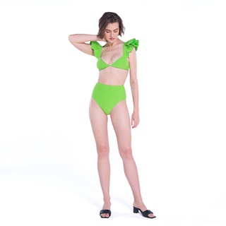 Angelys Balek ชุดว่ายน้ำ Ruffle Shoulder Bikini &amp; High Waist Brief รุ่น  SS22SW00104108 สีเขียว