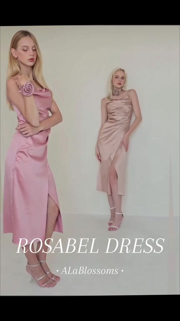 rosabel-dress-เดรสออกงานผ้ามิลล์ซาตินอย่างดี-แถมริบบิ้นดอกกุหลาบ