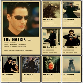 โปสเตอร์กระดาษคราฟท์ ลายภาพยนต์ Sci Fi Action the Matrix สไตล์เรโทร สําหรับตกแต่งผนัง บาร์ ครอบครัว