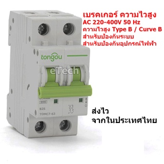 2P AC Circuit Breaker เบรคเกอร์ ความไวสูง เกรด A เมนเบรคเกอร์ Solar เซอร์กิตเบรกเกอร์ Type B / Curve B 220-400V~ 50HZ